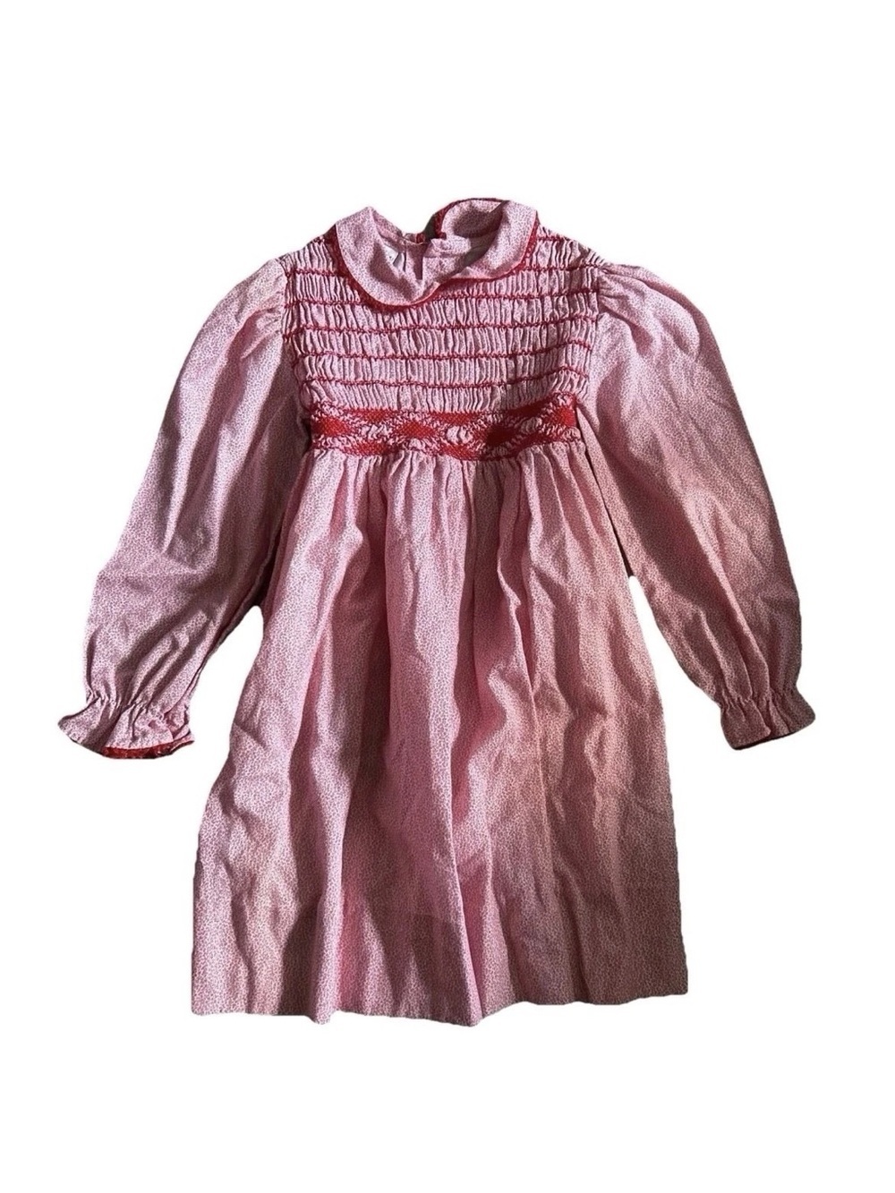 Girls Vintage Polly Flinders Red Smocked Dress Size 5